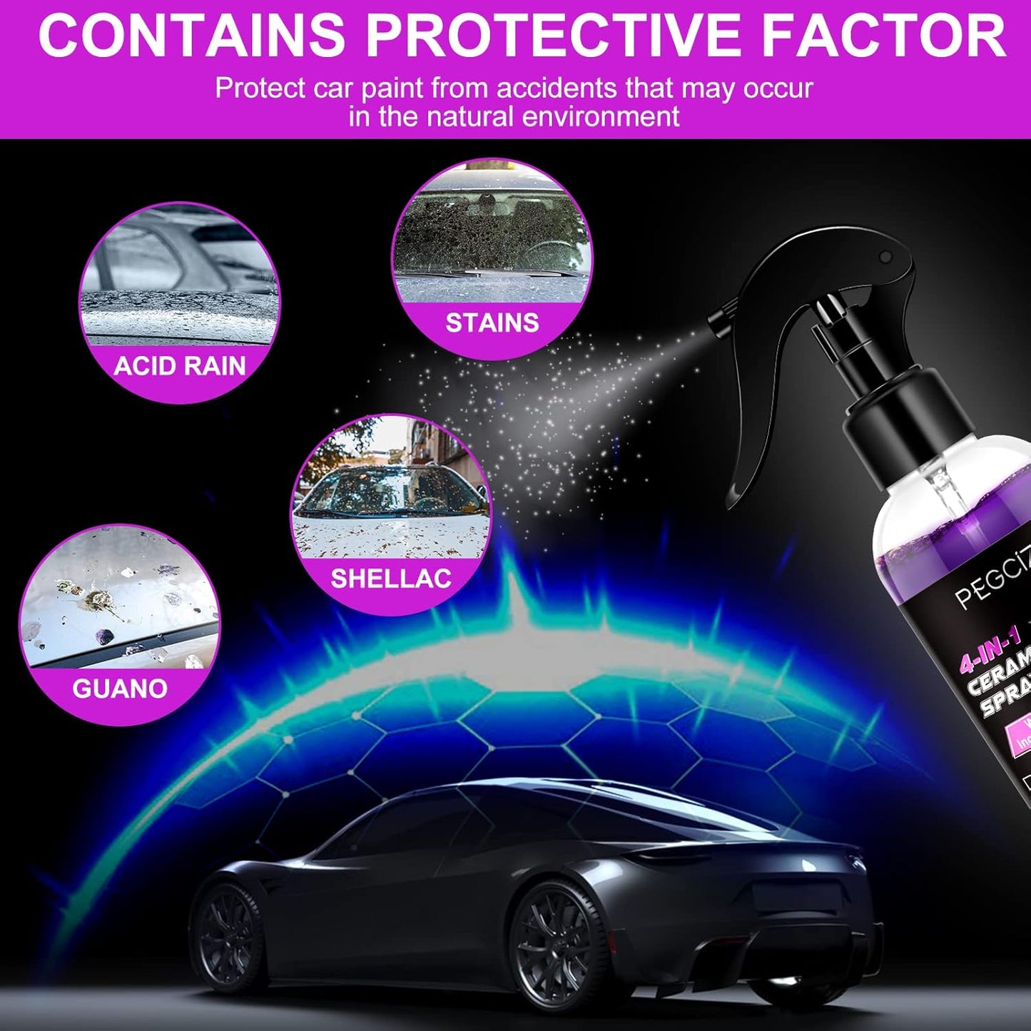 Premium Wax Spray Ceramic Spray Coating Waterless Car Wash Cleaner 4 in 1 Car Nano Headlight Repair Cleaner Scratch Remover Car Wax Polish Spray for Cars, Motorcycles, 100Ml (100Ml*2)