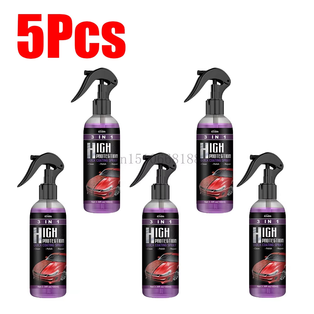 1-5Pcs 3 in 1 Car Ceramic Coating Spray 100ML Auto Nano Ceramic Coating Auto Exterior Scratch Restorer Ceramic Spray Coating