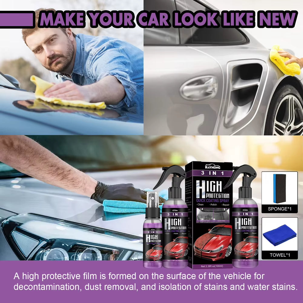 1-5Pcs 3 in 1 Car Ceramic Coating Spray 100ML Auto Nano Ceramic Coating Auto Exterior Scratch Restorer Ceramic Spray Coating