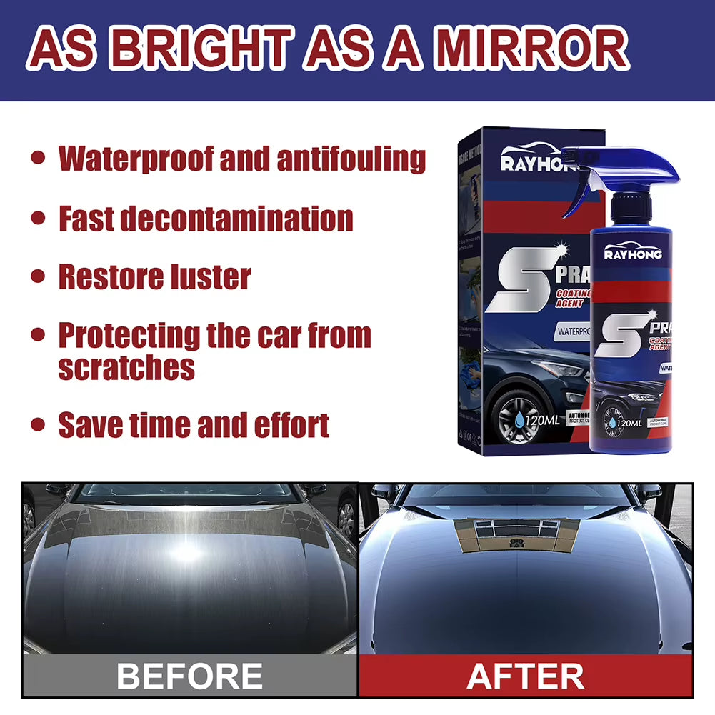 1-10Pcs 120Ml Car Wax Spray 3 in 1 Quick Auto Coating Spray Eliminate Dirt Stain Hydrophobic Paint Cleaner for Boat Motorcycle