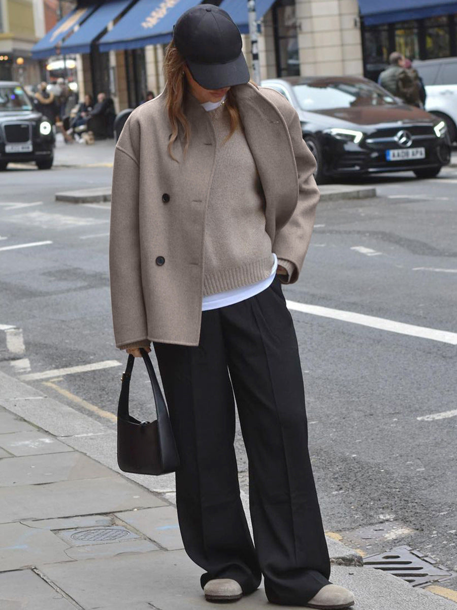 Mariella – Vintage Wool Blend V-Neck Coat