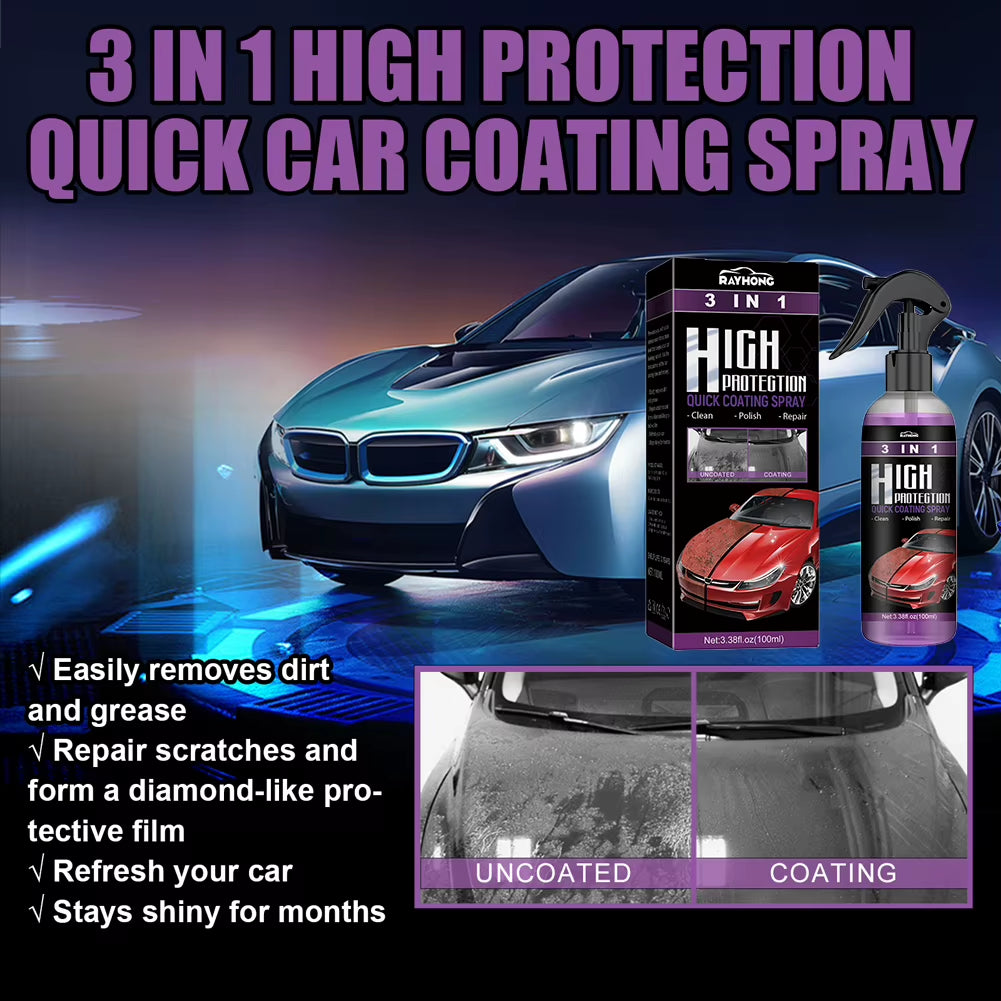 1-5Pcs 3 in 1 Car Ceramic Coating Spray 100ML Auto Nano Ceramic Coating Auto Exterior Scratch Restorer Ceramic Spray Coating