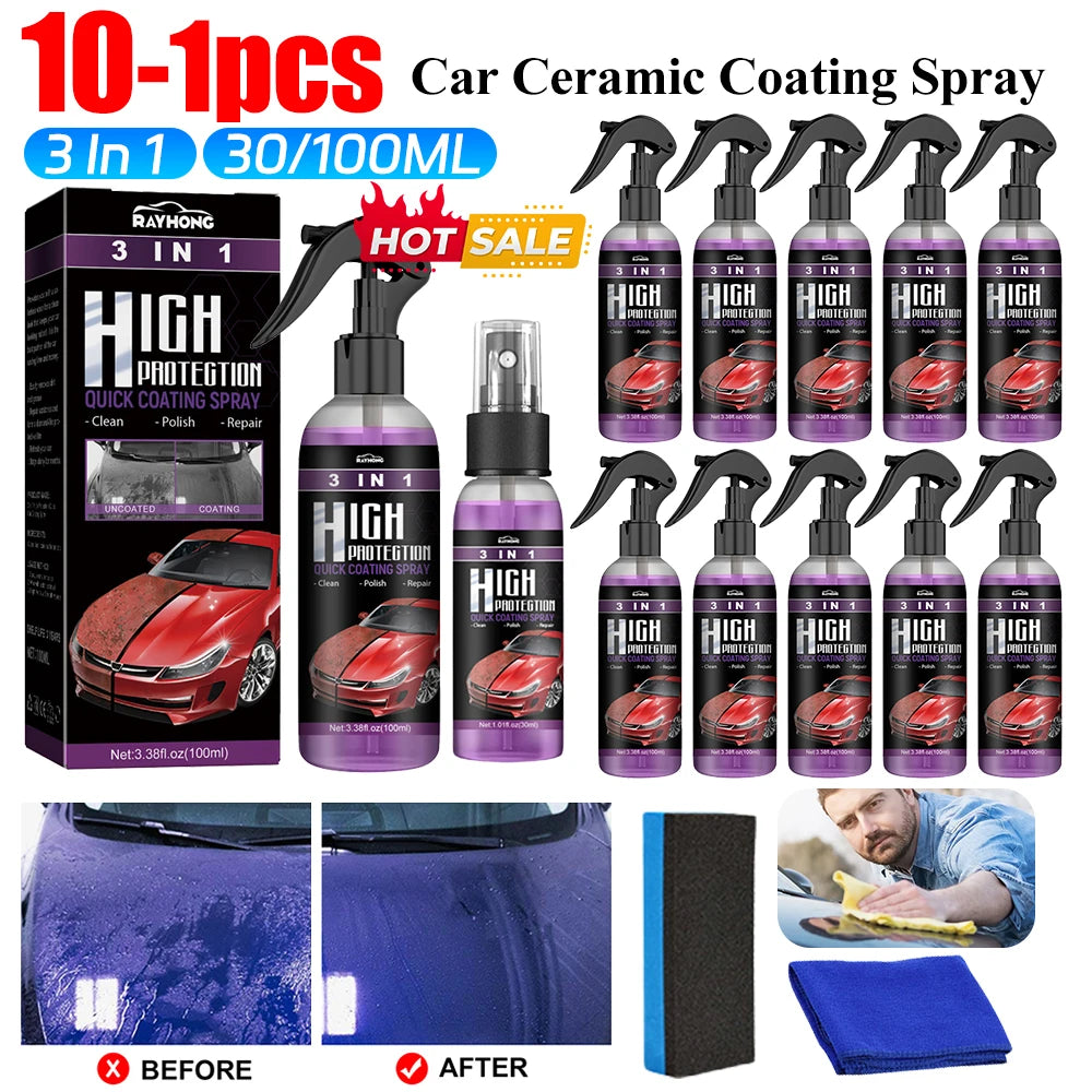 3In1 High Protection Car Ceramic Coating Spray Auto Nano Spray Paint Care Scratch Remover Repair Wax Polishing Spray Car Gadgets