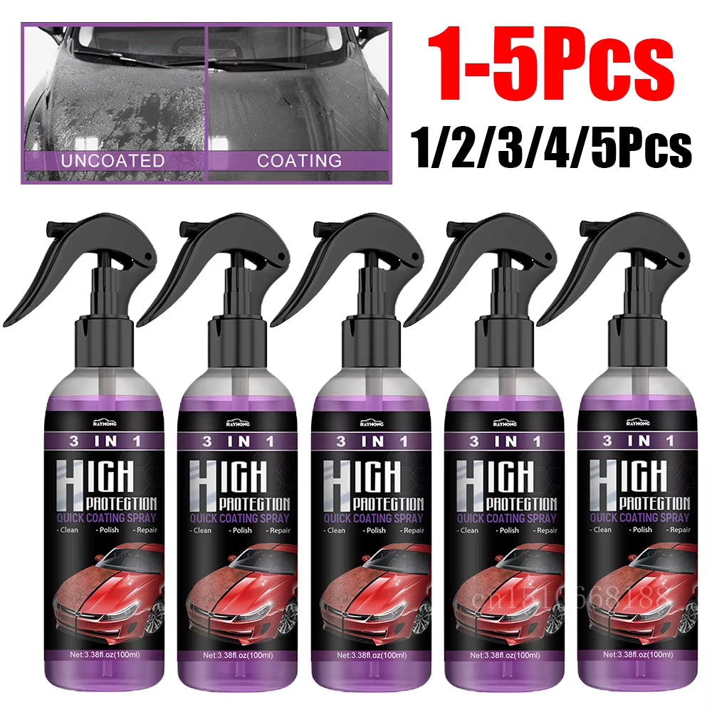 1-5Pcs 3 in 1 Car Ceramic Coating Spray 100ML Auto Nano Ceramic Coating Auto Exterior Scratch Restorer Ceramic Spray Coating