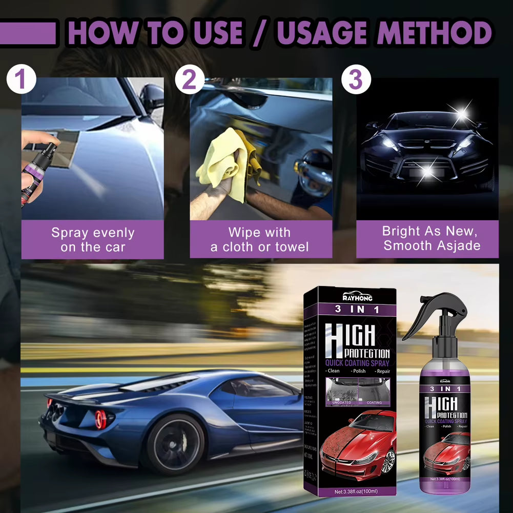 3 in 1 Car Ceramic Coating Spray 100Ml Auto Nano Ceramic Coating Car Nano Spray Car Scratch Repair Body Compound Scratch Repair