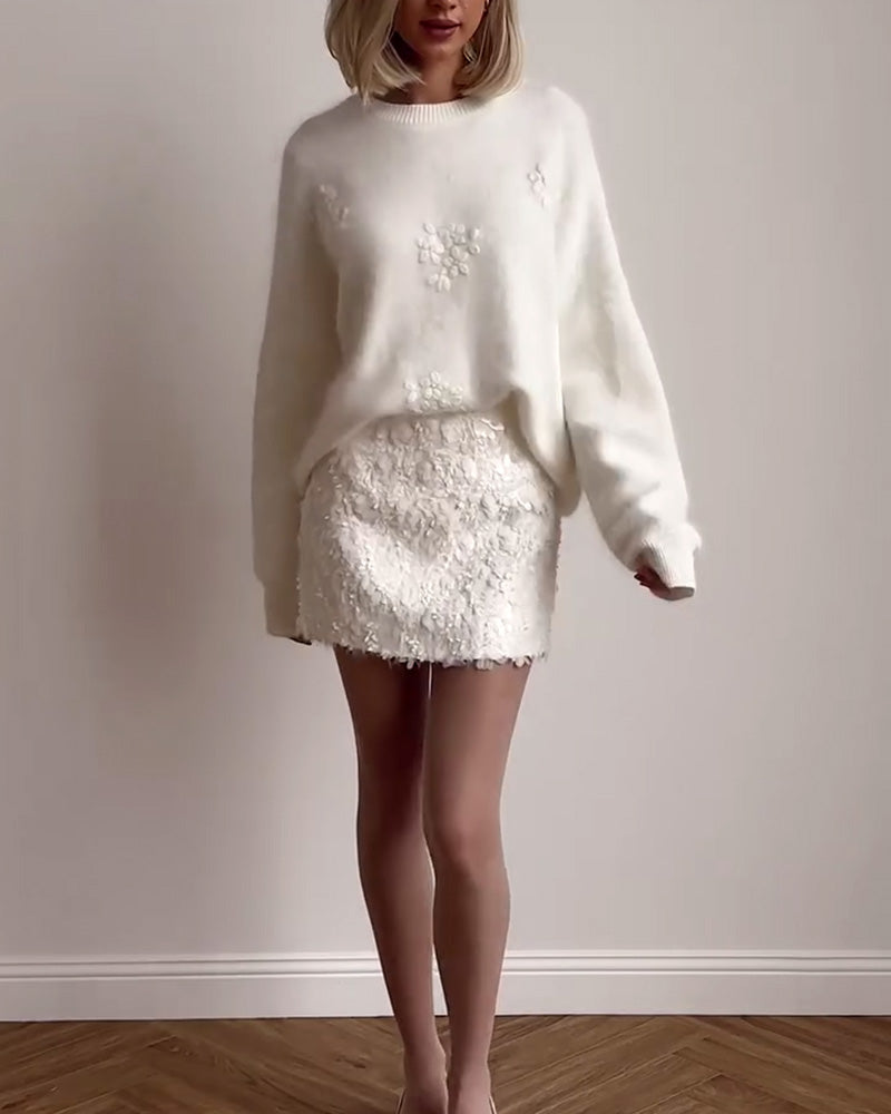 Briana | Casual ronde hals lange mouw effen kleur